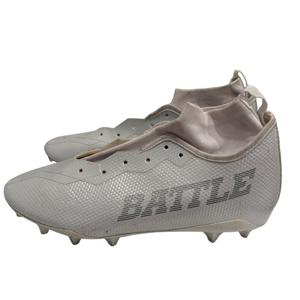 Battle Football Cleats Men’s 11.5 White Iridescent Studs Lightweight Speed